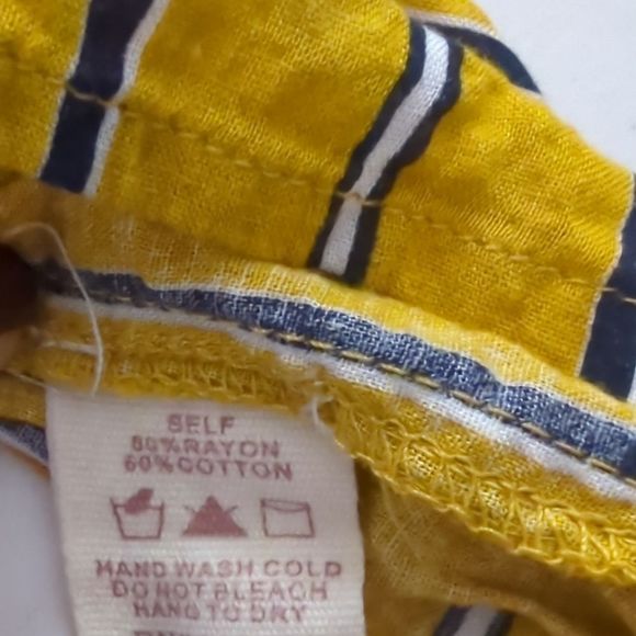 Hem & Thread Yellow and Blue Striped Short Sleeve Blouse - Picture 7 of 7